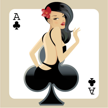 Clubs Poker Ace Girl
